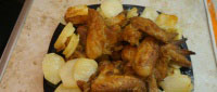 Куриные крылышки в глазури с печеным картофелем