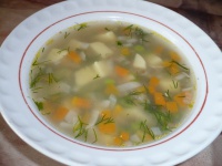 Постный гречневый суп с зеленым горошком