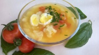 Суп овощной с перепелиными яйцами
