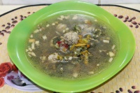 Суп с грибами и мясными фрикадельками