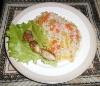 Рис с овощами и рыбой